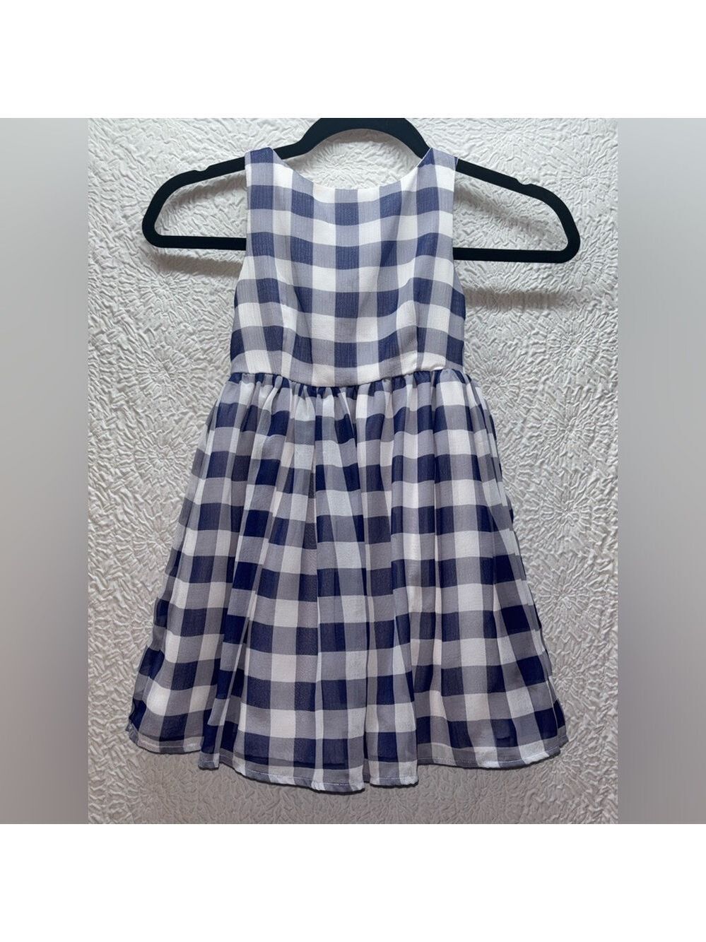 Pippa & Julie Girl’s Crinkle Gingham Pattern Fit & Flare Sleeveless Dress